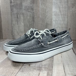 Sperry Men's Bahama II Boat Shoes Sneakers Canvas Denim Salt Washed Gray Size 9